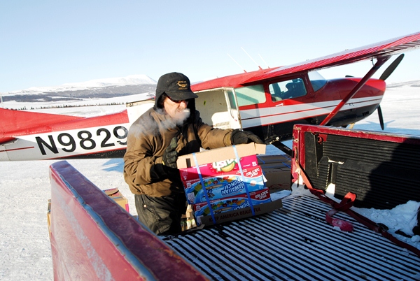 Unloading a C-207 in Marshall, Alaska