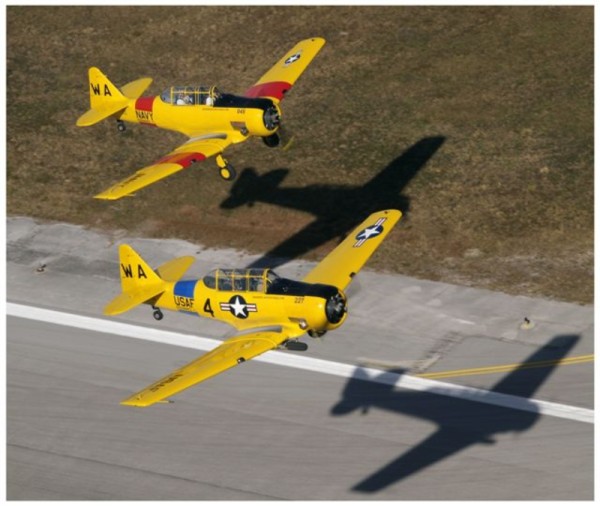 Overhead T6 formation takeoff